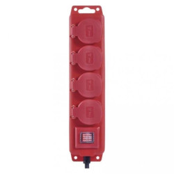 Przedłużacz z wyłącz. 4 gn 3m 15mm IP44 guma czerwony P14131