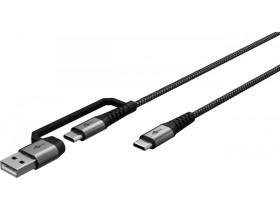 2w1 kabel tekstylny USB, gwiezdna szarość/srebrny, 1 m...