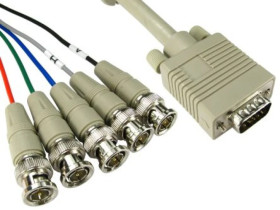 Zespół cyfrowych kabli wideo i monitorowych 2m Męskie złącze VGA/SVGA to Wtyk RGB 5 BNC Szary