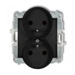 MINI Gniazdo podwójne z/u z przesłonami czarny mat 12MGPR-2zp