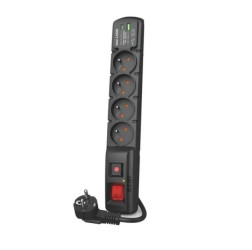 Przedłużacz elektryczny Listwa zasilająca antyprzepięciowa ACAR F4 na 4 gniazd 2P+Z + ładowarka QC USB A+C z wyłącznikiem czarna