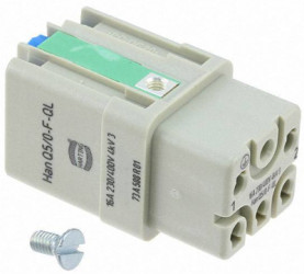 Socket contact insert, 3A, 5 pole, equipped, spring connection, with PE contact, 09120052733