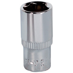 Sealey SP1409 Walldrive&#xAE; Socket 9mm 1/4&quot;sq Drive Fully Polished