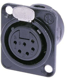 XLR panel socket, 6 pole, gold-plated, 1.0 mm², AWG 18, zinc die casting, NC6FD-L-B-1