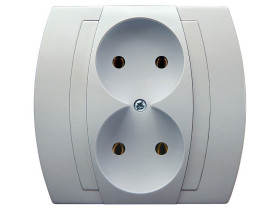 GAZELA Gniazdo podwójne bez uziemienia biały GP-2J/00 OSPEL