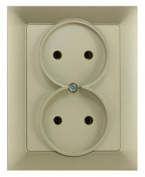 PREMIUM Gniazdo podwójne b/u piaskowy metalizowany GPt-5 Pr