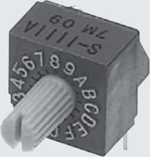 Encoding rotary switch, 16 pole, Hexadecimal-Real, angled, 100 mA/5 VDC, S-1111A (P)