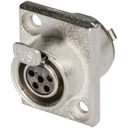 Hicon HI-XMEF5 XLR Socket Vertical 5 Pins Silver 1 pc