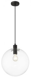 Lampa wisząca PUERTO z dużym szklanym kloszem bańką do salonu LP-004/1P L BK Light Prestige