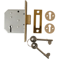 UNION Y2177-PL-2.50 2177 3 Lever Mortice Deadlock Polished Brass 65mm 2.5in Visi