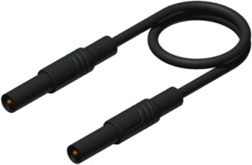 Measuring lead with (4 mm plug, spring-loaded, straight) to (4 mm plug, spring-loaded, straight), 0.25 m, red, silicone, 1.0 mm²