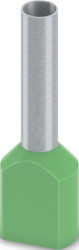 Insulated twin wire end ferrule, 6.0 mm², 18 mm long, DIN 46228-4, UL 486F-F, green, 2100001