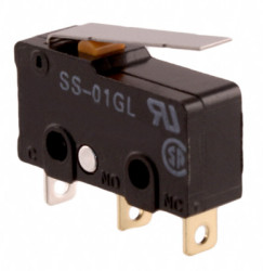 Subminiature snap-action switch, On-On, solder connection, hinge lever, 0.49 N, 0.1 A/125 VAC, 30 VDC, IP40, SS-01GL