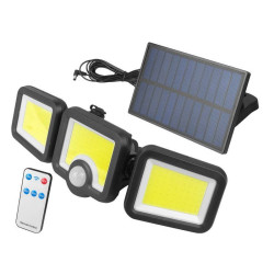 Lampa solarna LED 3xCOB, pilot IP65, czujnik ruch. LED HALOGEN