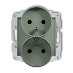 ICON Mechanizm gniazda podwójnego do ramki z uziemieniem 2x(2P+Z) (przesłony torów prądowych) szałwiowy 61IGPR-2zp