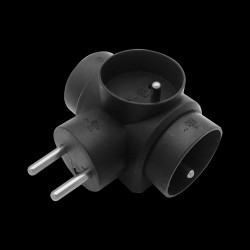 Rozgałęźnik 3x2P+Z czarny OR-AE-13184/B