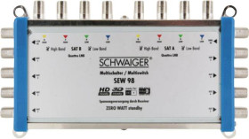 Multiprzełącznik SAT Schwaiger SEW98 531 Wejścia (multi-switch): 9 (8 sat/ 1 naziemne) Ilość uczestników: 8 funkcja Stan
