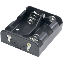 Goobay 45834 Battery Tray 2x C Solder Lug 62x56x23mm Black Plastic Holder