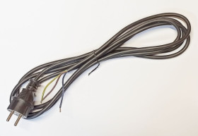 Przewód zasilający z wtyczką czarny guma 3x1mm, długość 3m