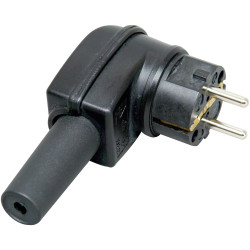 Kopp 178216054 Safety L-shape mains plug 230V Black Rubber IP44
