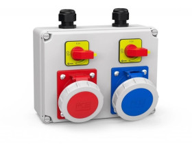 Rozdzielnica stacjonarna MŁAWA 2x16A/5P 2xR.0-1 16A 3P /2 osobne zasilania/ IP44 9052115W