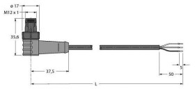 Turck 6628019 Kabel połączeniowy czujnika/aktuatora WSC4Q-2/TXL, piny: 3, 2 m, 1 szt.