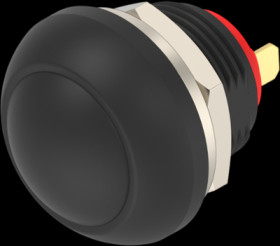 Pushbutton, 1 pole, black, unlit , 0.12 A/125 VAC, 0.2 A/50 VDC, 13.6 mm, IP68, 2-2329360-1