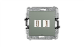 Mini Mechanizm Gniazda Podwójnego 2Xusb A-A 2.0, Bez Pola Opisowego Szałwiowy...