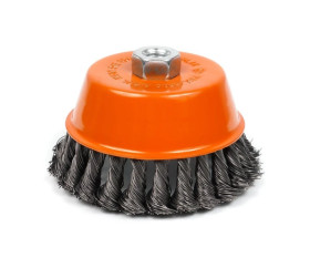 Szczotka czołowa z gwintem do szliferek kątowy, wiązki skręconego drutu M14 85 mm (54-161)