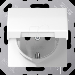 AS 1520 KIKL WW Steckdose, Serie A, Safety-Plus, Klappdeckel, alpinweiß