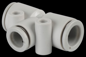 T-connector, 2x Ø 10 mm &lt;&gt; 1x Ø 8 mm