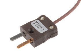 Termopara z odsłoniętym złączem T średnica 1/0.376mm długość 1m -75°C do +260°C Wtyk miniaturowy RS PRO