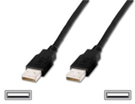 USB 2.0 connection cable, USB plug type A to USB plug type A, 1.8 m, black, AK-300101-018-S