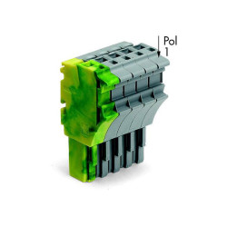 WAGO 2022-105/000-037 5p 1 Cond F Plug w Gnd End Grn-ylw AWG 22-12