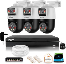 Zestaw monitoringu IP Dahua 3 kamery obrotowe 2MP+2MP z dyskiem 1TB