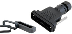 D-Sub connector housing, size: 1 (DE), straight 180°, cable Ø 5 to 10 mm, PBT, black, 165X14819XE