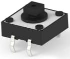 Short-stroke pushbutton, Form A (N/O), 50 mA/24 VDC, unlit , actuator (black, L 3.4 mm), 1.56 N, THT, 1437565-5