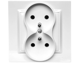 Simon 10 Gniazdo podwójne z/u MONOBLOCK 16A, 250V białe CGZ2/11