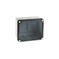 IP65-IP67 Puszka hermetyczna LIGHT 155x179x100 pokrywa transparentna, z osłabieniami (6xM25, 4xM40)