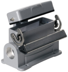 Surface mount housing, size A16, die-cast aluminum, 2 x M25, angled, longitudinal bow locking, IP65, 1788780000
