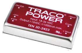 Przetwornica DC-DC, 30W, Uwe 18 → 36 V DC, Uwy ±15V dc, Iwy ±1A, TRACOPOWER