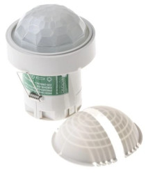 Detektor ruchu PIR o wysokiej czułości, 230 V AC, zasięg 40 m, montaż Sufit, Ø 88mm, Certyfikat CE, EMC-2004/108/WE,