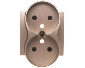 Simon 54 Pokrywa gniazda podwójnego z przesłonami złoty mat z/u do ramek PREMIUM DGZ2MZP/44