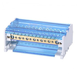 Blok rozdzielczy modułowy Listwa łączeniowa 4x18 100A na szynę DIN TH35 4x (2x 10-25mm2 + 6x 1,5-4mm2 + 7x 2,5-6mm2) FJ-415/100B
