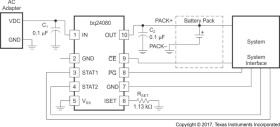 1-cell, 1-A, Li-ion battery charger with timer enable and Temperature Sensing