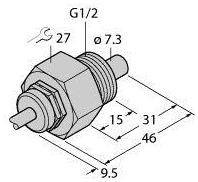 Turck 100007417 Czujnik zanurzeniowy FCS-G1/2A4-NA 10M, 1 szt.