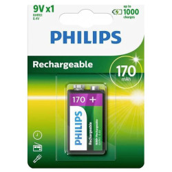 Philips 2871 HR22 NiMH Rechargeable 9V Battery 170 mAh 1000 Recharges