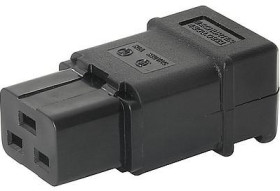 Jack C19, 3 pole, cable assembly, screw connection, 2.5 mm², black, 4300.0921