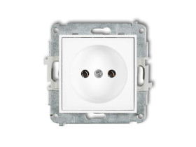 MINI Gniazdo pojedyncze bez uziemienia (bez przesłon torów prądowych) biały MGP-1 KARLIK