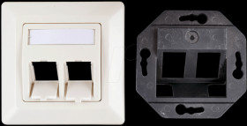 25085 Frame set for 2 x RJ45 keystone jacks, 2 x modules